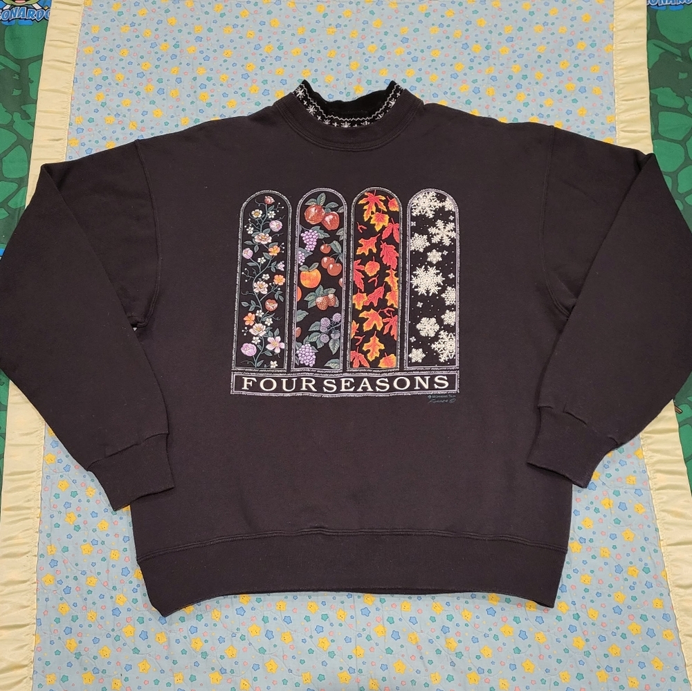 🌼🍓🍂❄️ Vtg Four Seasons 🌳 90s Sweatshirt Sweater Large 💎 Vintage Crewneck ✨️